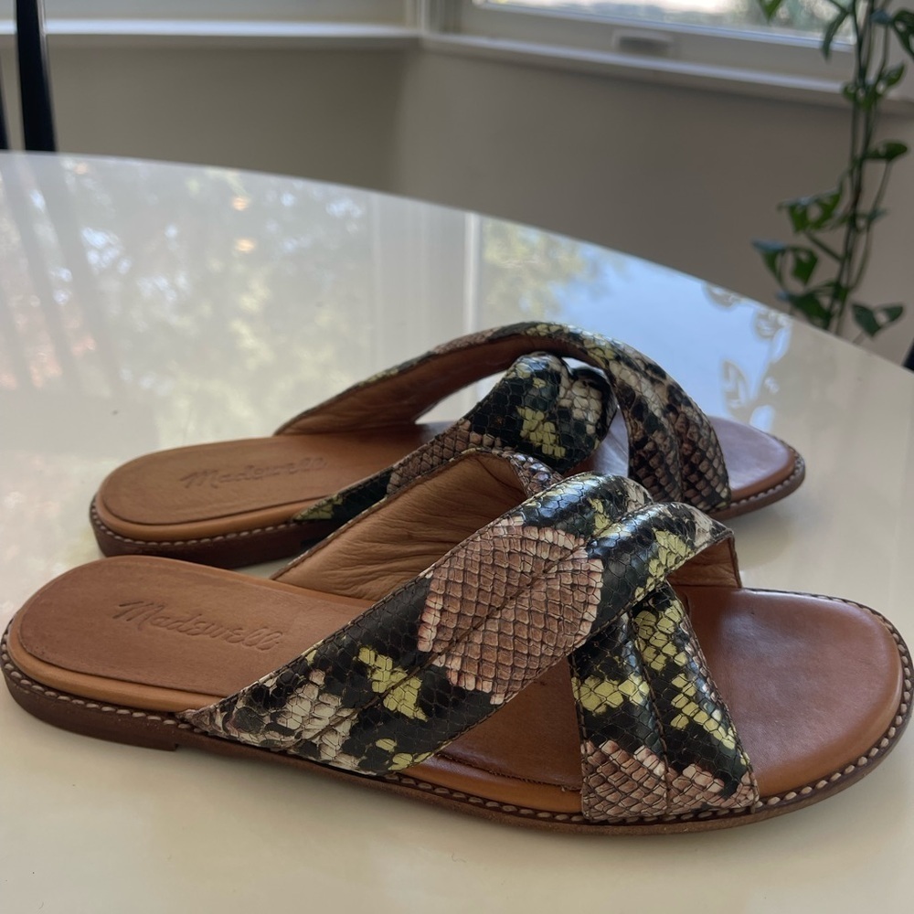 Madewell Skylar Leather Snake Print Slide - 8